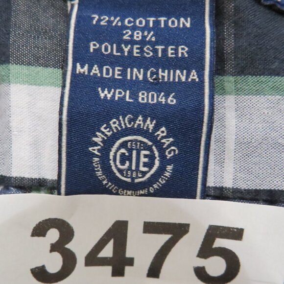 American Rag* Men's Short Sleeve Button Down Curved Hem Pocket Plaid Shirt~Large - Picture 4 of 11